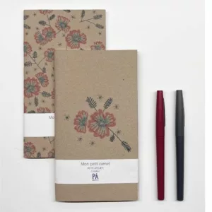 Carnets longs Set de 2 - Fleurs encrées